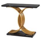 VEVOR 39 in Gold Console Table, Modern Desk Behind the Couch, Wood Rectangle Entrance Desk, Narrow Long Sofa Table Accent Stand with Legs, Black&Gold