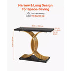 VEVOR Table Console Dorée 99 cm, Bureau Moderne Derrière le Canapé, Table d'Entrée Rectangulaire en Bois, Table d'Appoint Longue et Étroite avec Pieds, Noir et Or