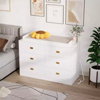 Commode à langer 6 tiroirs, commode de chambre de bébé et station à langer avec plateau amovible, matelas doux et rangement multifonctionnel
