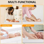 Commode à langer 6 tiroirs, commode de chambre de bébé et station à langer avec plateau amovible, matelas doux et rangement multifonctionnel