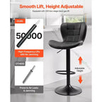 VEVOR Lot de 4 tabourets de bar, tabourets de comptoir modernes en cuir PU, tabourets de cuisine pivotants avec dossier et repose-pieds, hauteur réglable sans accoudoirs, noir