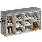 Banc à chaussures d'entrée multifonctionnel avec rangement et siège rembourré - Étagère réglable à 3 niveaux, 10 compartiments - Convient pour l'entrée, la chambre, le salon