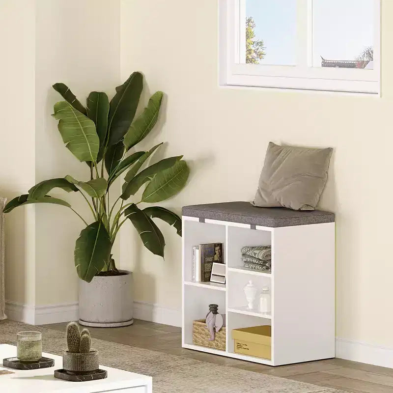 Banc à chaussures d'entrée multifonctionnel avec rangement et siège rembourré - Étagère réglable à 3 niveaux, 10 compartiments - Convient pour l'entrée, la chambre, le salon