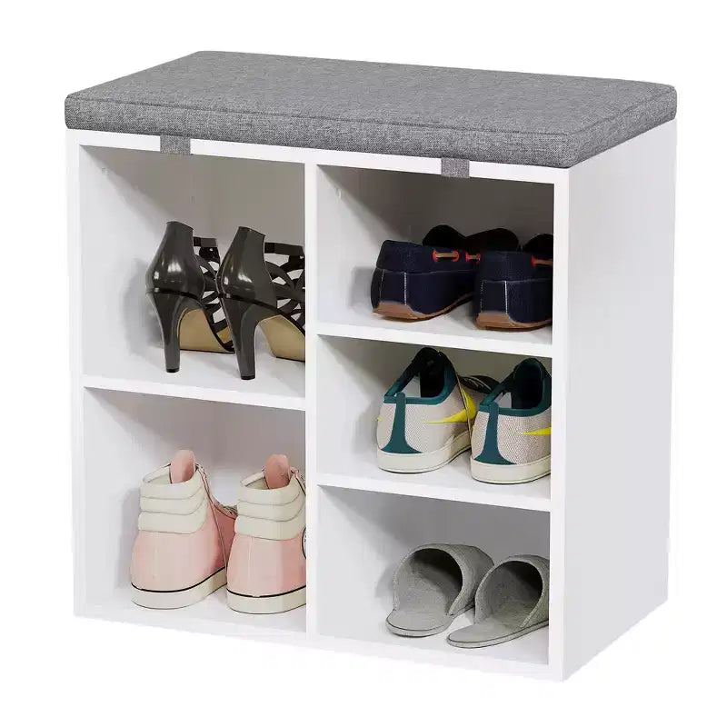 Banc à chaussures d'entrée multifonctionnel avec rangement et siège rembourré - Étagère réglable à 3 niveaux, 10 compartiments - Convient pour l'entrée, la chambre, le salon