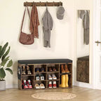 Banc à chaussures d'entrée multifonctionnel avec rangement et siège rembourré - Étagère réglable à 3 niveaux, 10 compartiments - Convient pour l'entrée, la chambre, le salon