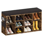 Banc à chaussures d'entrée multifonctionnel avec rangement et siège rembourré - Étagère réglable à 3 niveaux, 10 compartiments - Convient pour l'entrée, la chambre, le salon