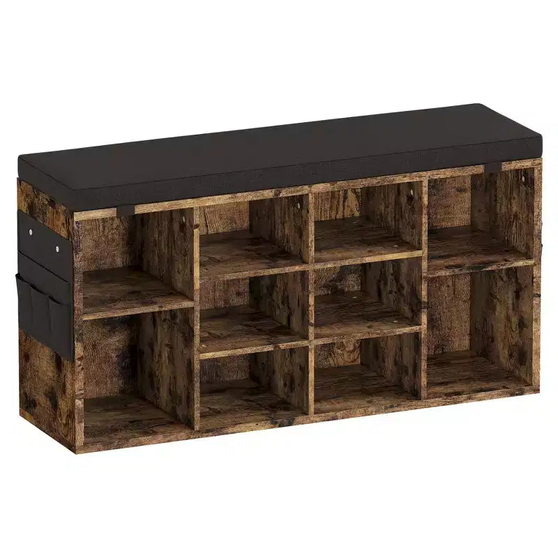 Banc à chaussures d'entrée multifonctionnel avec rangement et siège rembourré - Étagère réglable à 3 niveaux, 10 compartiments - Convient pour l'entrée, la chambre, le salon