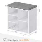 Banc à chaussures d'entrée multifonctionnel avec rangement et siège rembourré - Étagère réglable à 3 niveaux, 10 compartiments - Convient pour l'entrée, la chambre, le salon