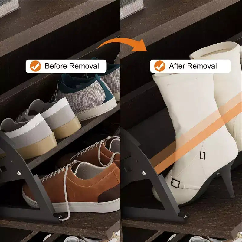 Meuble à chaussures avec 2 tiroirs pivotants - Meuble de rangement d'entrée étroit cannelé - Étagères réglables et amovibles - Organisateur de chaussures moderne autoportant