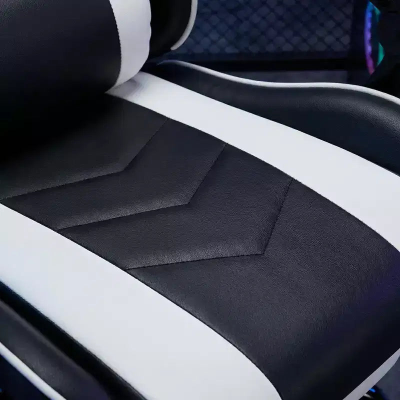 Chaise de jeu avec repose-pieds, chaise d'ordinateur ergonomique avec appuie-tête et support lombaire, chaise de jeu respirante et réglable en hauteur pour la maison et le bureau