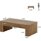 Table basse rectangulaire Lantine pour salon, table à thé et à cocktail de style rustique de 51 pouces avec base robuste pour la maison et la réception, marron