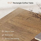 Table basse rectangulaire Lantine pour salon, table à thé et à cocktail de style rustique de 51 pouces avec base robuste pour la maison et la réception, marron