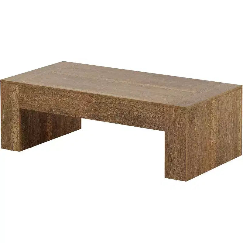 Table basse rectangulaire Lantine pour salon, table à thé et à cocktail de style rustique de 51 pouces avec base robuste pour la maison et la réception, marron