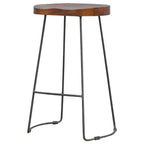 Chaise de bar hauteur bar HomeRoots 30 en bois massif marron et noir et fer forgé