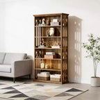 GDFStudio Hawthorne Bibliothèque Rustique en Bois à 6 Niveaux avec Étagères de Rangement Ajustables
