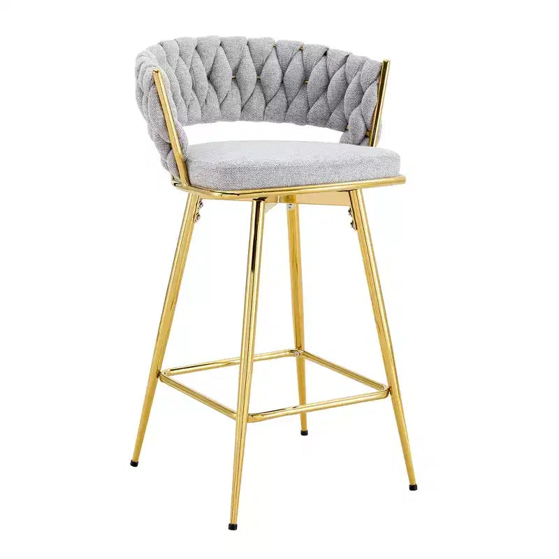 Tabourets de bar pivotants avec cadres en métal galvanisé et coussins moelleux en coton et lin respirant (lot de 2)
