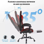 Chaise de jeu en cuir PU avec dossier inclinable et repose-pieds rétractable, chaise de bureau pivotante à dossier haut pour joueurs et bureau à domicile - Panipeachy