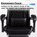 Chaise de jeu en cuir PU avec dossier inclinable et repose-pieds rétractable, chaise de bureau pivotante à dossier haut pour joueurs et bureau à domicile - Panipeachy