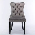 Harrington Collection Modern Tufted Velvet Dining Chairs, Solid Wood Legs with Nailhead Trim, Contemporary Upholstered Side Chair Set of 2, Gray