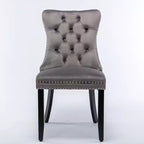 Harrington Collection Modern Tufted Velvet Dining Chairs, Solid Wood Legs with Nailhead Trim, Contemporary Upholstered Side Chair Set of 2, Gray