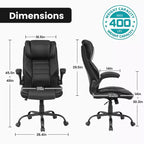 Chaise de bureau ergonomique, dossier haut en cuir, appui-tête réglable, soutien lombaire, accoudoirs relevables, fauteuil de bureau pivotant inclinable, pour la maison ou le bureau