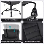 Chaise de bureau ergonomique, dossier haut en cuir, appui-tête réglable, soutien lombaire, accoudoirs relevables, fauteuil de bureau pivotant inclinable, pour la maison ou le bureau
