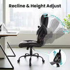 Chaise de bureau ergonomique, dossier haut en cuir, appui-tête réglable, soutien lombaire, accoudoirs relevables, fauteuil de bureau pivotant inclinable, pour la maison ou le bureau
