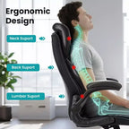 Chaise de bureau ergonomique, dossier haut en cuir, appui-tête réglable, soutien lombaire, accoudoirs relevables, fauteuil de bureau pivotant inclinable, pour la maison ou le bureau