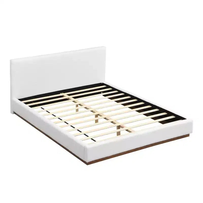 Lit plateforme en bois rembourré en bouclé Phyllis Modern Minimaliste Christopher Knight Home