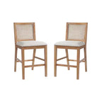Tabourets de comptoir rembourrés Christopher Knight Home Maris en rotin tressé et hévéa style campagne française (Lot de 2)