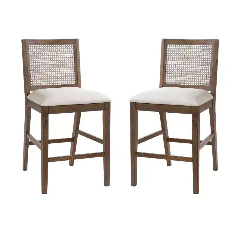 Tabourets de comptoir rembourrés Christopher Knight Home Maris en rotin tressé et hévéa style campagne française (Lot de 2)