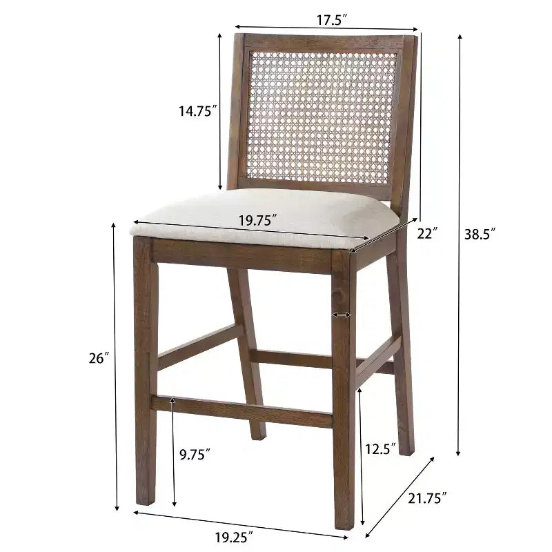 Tabourets de comptoir rembourrés Christopher Knight Home Maris en rotin tressé et hévéa style campagne française (Lot de 2)