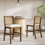 Tabourets de comptoir rembourrés Christopher Knight Home Maris en rotin tressé et hévéa style campagne française (Lot de 2)