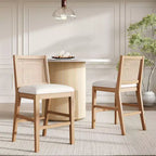 Christopher Knight Home Maris French Country Handwoven Rattan Rubberwood Upholstered Counter Stools (Set of 2)
