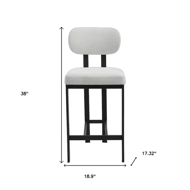 Lot de deux chaises de bar HomeRoots de 26 po en tissu blanc et noir et métal, hauteur comptoir