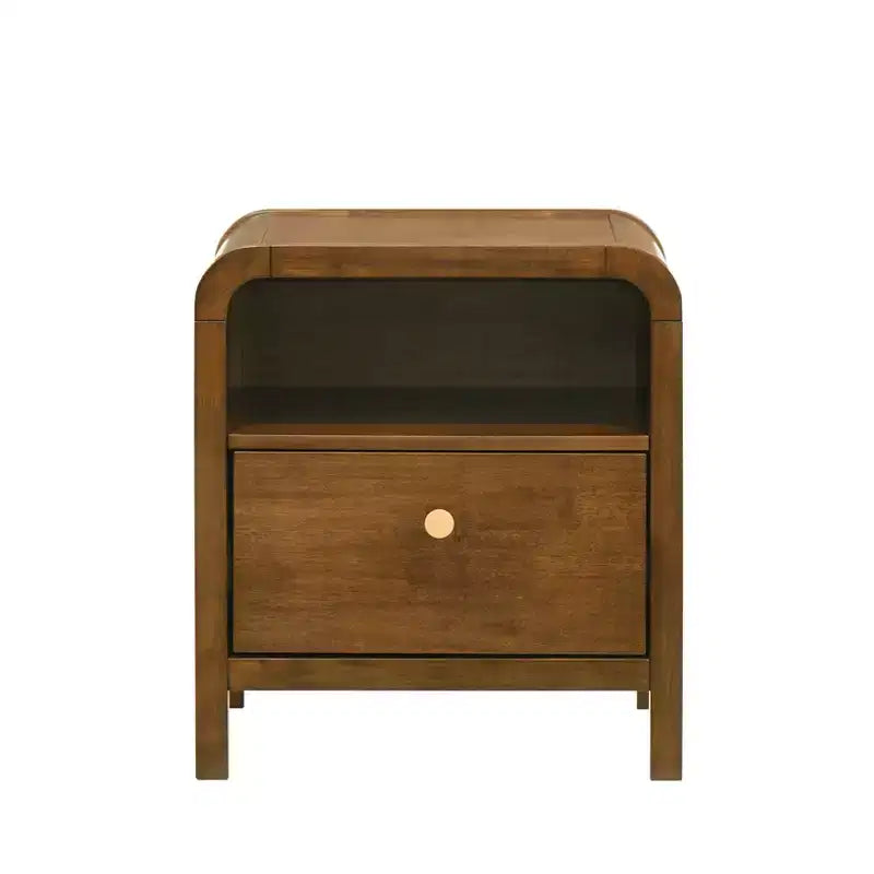 Table de chevet en bois Eldren de Roundhill Furniture avec cadre en bois d'hévéa massif, finition noyer