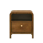 Table de chevet en bois Eldren de Roundhill Furniture avec cadre en bois d'hévéa massif, finition noyer