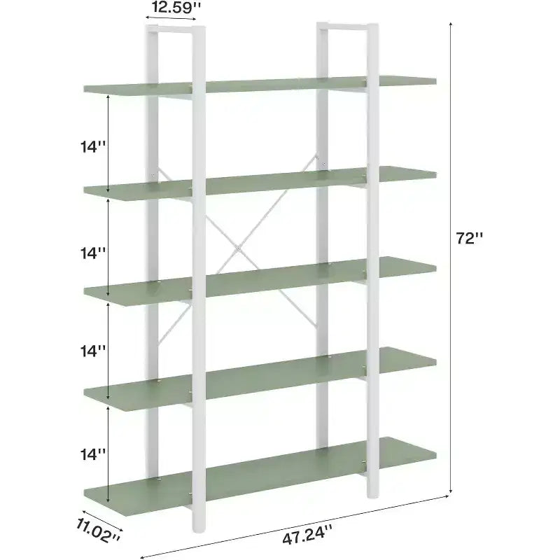 Étagère à livres 5 niveaux Lantine, style industriel vintage, 183 cm (H) x 30 cm (l) x 119 cm (L) (vert)