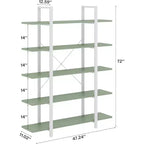 Étagère à livres 5 niveaux Lantine, style industriel vintage, 183 cm (H) x 30 cm (l) x 119 cm (L) (vert)