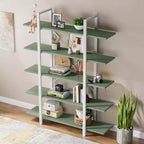 Étagère à livres 5 niveaux Lantine, style industriel vintage, 183 cm (H) x 30 cm (l) x 119 cm (L) (vert)