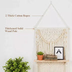 Étagère murale en macramé Bekrvio à 3 niveaux – Étagère flottante de style bohème avec perles en bois – Organisateur mural pour salon et chambre à coucher