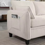 GDFStudio Lancelot, grand canapé d'angle contemporain en chenille, 6 places, 277 cm, avec ottoman de rangement