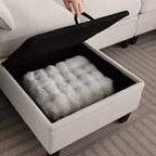 GDFStudio Lancelot, grand canapé d'angle contemporain en chenille, 6 places, 277 cm, avec ottoman de rangement