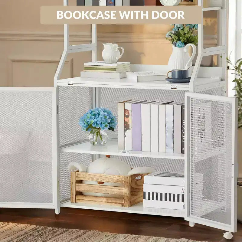 Bureau Bibliothèque 2-en-1 avec Étagères de Rangement, Bureau d'Étude Industriel en Métal et Panneaux de Particules avec Bibliothèque, Bureau Haut de 70 cm
