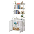 Bureau Bibliothèque 2-en-1 avec Étagères de Rangement, Bureau d'Étude Industriel en Métal et Panneaux de Particules avec Bibliothèque, Bureau Haut de 70 cm