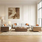 Ensemble de salon moderne du milieu du siècle 4 pièces : canapé, causeuse, fauteuil de salon et table basse à rangement extensible (housses lavables) Gaoyangjiaju