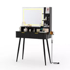 31 coiffeuse à cannelures, coiffeuse moderne du milieu du siècle avec miroir, 2 tiroirs, pour chambre à coucher