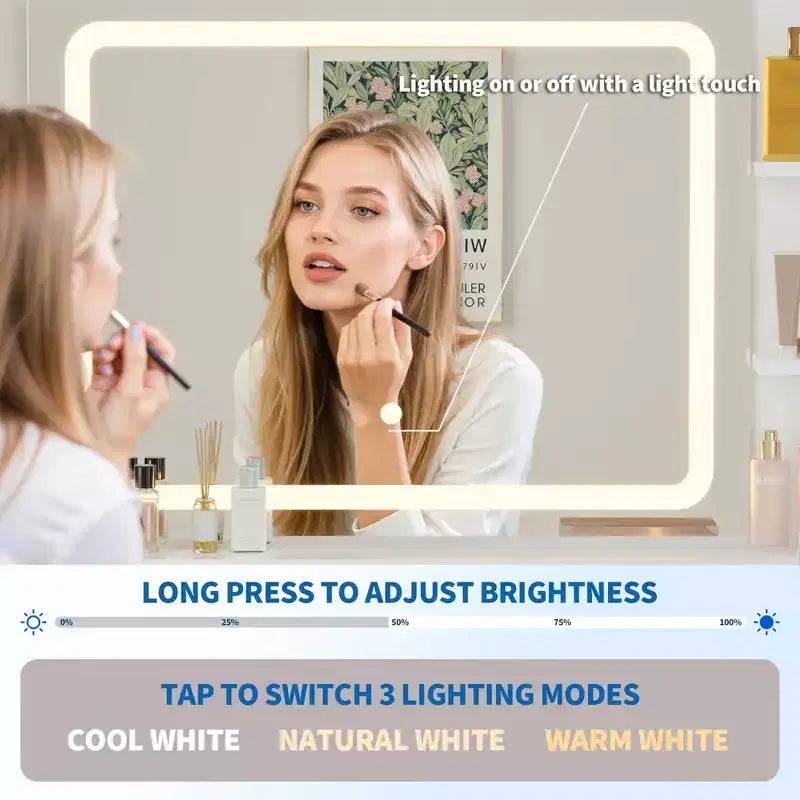 31 coiffeuse à cannelures, coiffeuse moderne du milieu du siècle avec miroir, 2 tiroirs, pour chambre à coucher