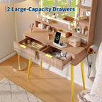 31 coiffeuse à cannelures, coiffeuse moderne du milieu du siècle avec miroir, 2 tiroirs, pour chambre à coucher