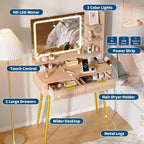 31 coiffeuse à cannelures, coiffeuse moderne du milieu du siècle avec miroir, 2 tiroirs, pour chambre à coucher